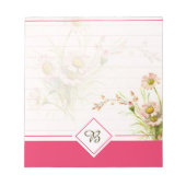 Bloc-notes monogrammé aux pâquerettes roses (Devant)