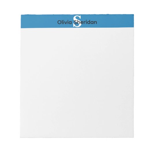 Bloc-notes Monogramme Bleu et Blanc (Devant)