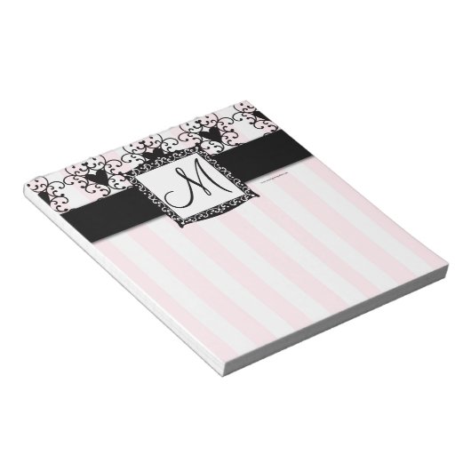 Bloc-notes monogramme personnalisé Coeurs noirs Ba (Incliné)