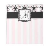 Bloc-notes monogramme personnalisé Coeurs noirs Ba (Devant)