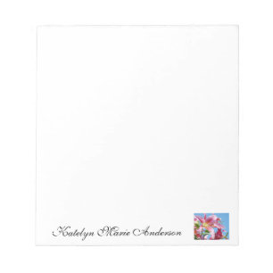 Bloc-notes Monogramme Votre Nom Fleurs de Lys Rose