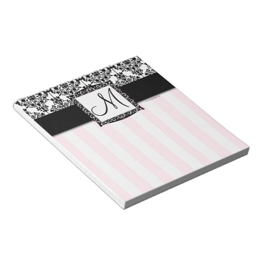 Bloc-notes monographique noir Damask rose (Incliné)