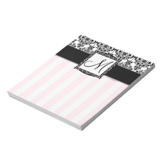 Bloc-notes monographique noir Damask rose (Tourné)