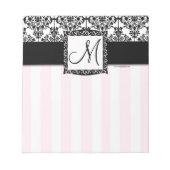 Bloc-notes monographique noir Damask rose (Devant)