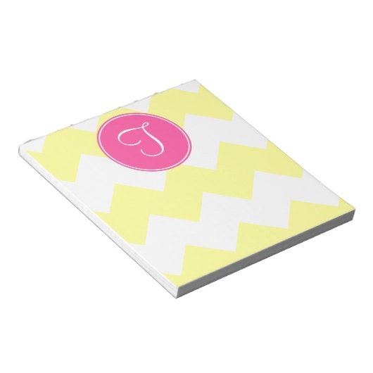 Bloc-notes monographique rose et jaune Chevron (Incliné)