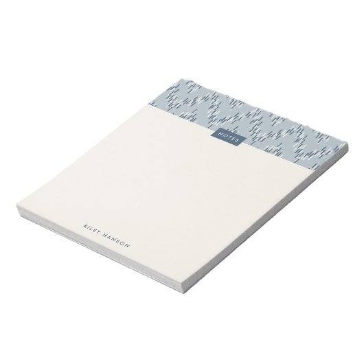 Bloc-notes Motif Boho Ikat Zig Zag - Bleu (Tourné)