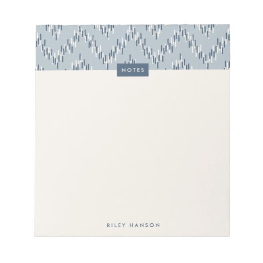Bloc-notes Motif Boho Ikat Zig Zag - Bleu (Devant)