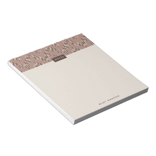 Bloc-notes Motif Boho Ikat Zig Zag - Brown (Incliné)