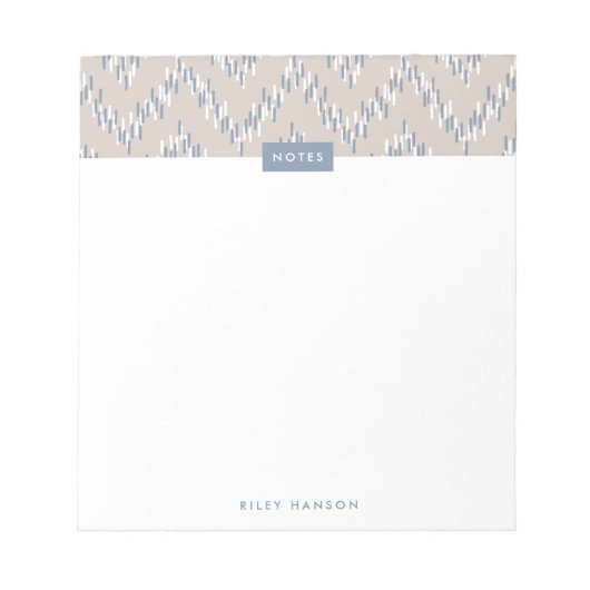 Bloc-notes Motif Boho Ikat Zig Zag - Taupe (Devant)