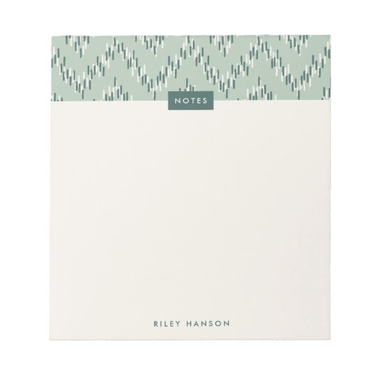 Bloc-notes Motif Boho Ikat Zig Zag - Turquoise (Devant)