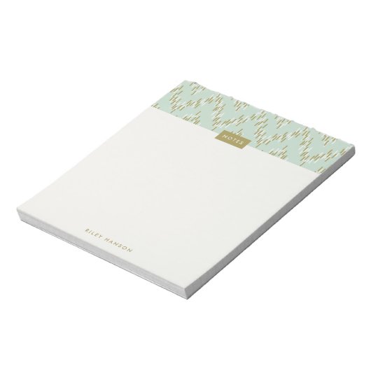 Bloc-notes Motif Boho Ikat Zig Zag - Vert (Tourné)