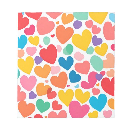 Bloc-notes Motif Coeurs colorés (Devant)
