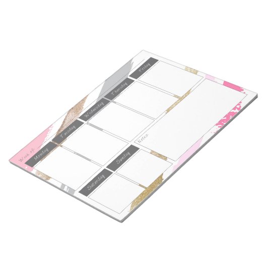 Bloc-notes Motif hebdomadaire Pink & Gold (Incliné)