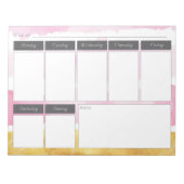 Bloc-notes Motif hebdomadaire rose et or (Devant)