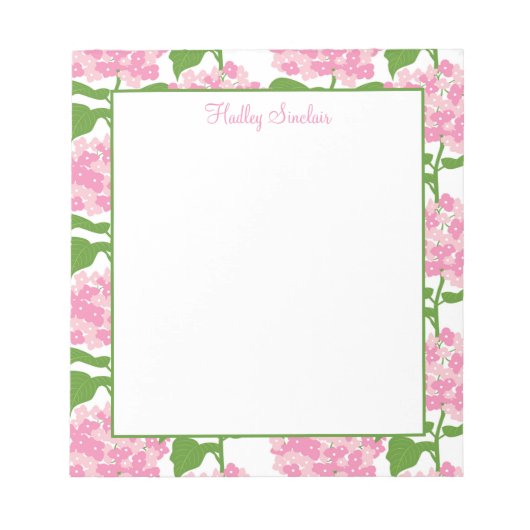 Bloc-notes Motif Hydrangea rose (Devant)