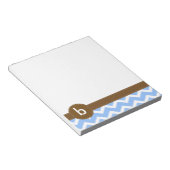Bloc-notes Motif Monogramme Blue Zig Zag Chevron (Incliné)