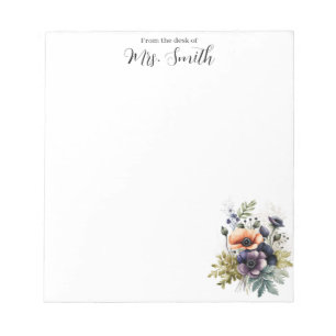 Bloc-notes multicolore floral doux pour enseignant