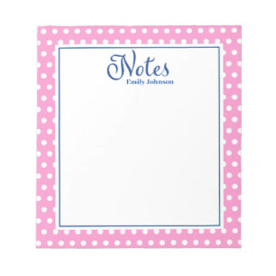 Bloc-notes Navy et Polka rose