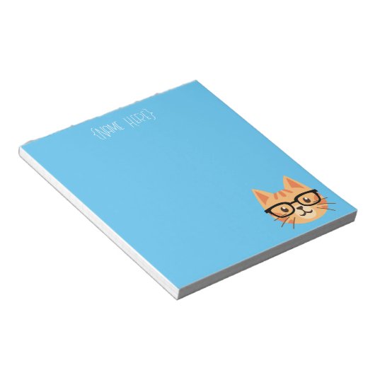 Bloc-notes Nerdy Orange Cat - Nom personnalisé (Incliné)