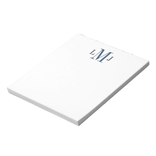 Bloc-notes noir/bleu foncé simple Monogramme initi (Tourné)