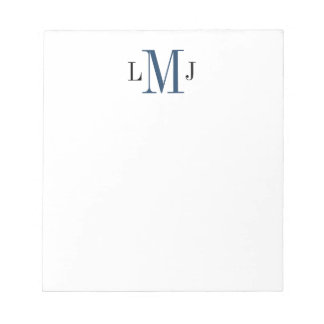 Bloc-notes noir/bleu foncé simple Monogramme initi