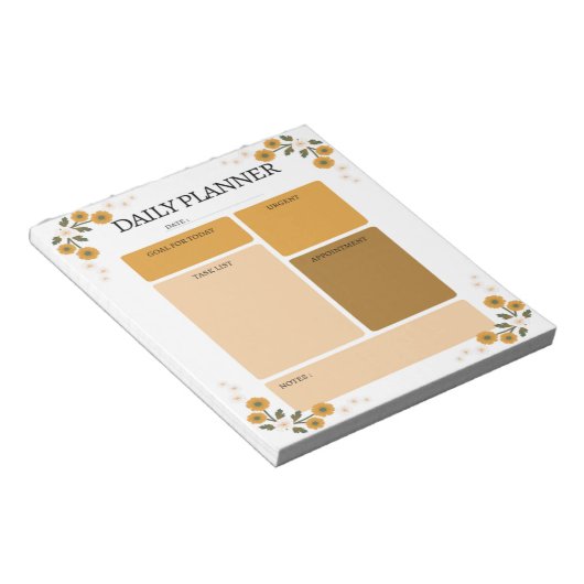 Bloc-notes Orange Floral Daily Planner (Incliné)