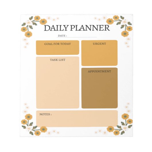 Bloc-notes Orange Floral Daily Planner (Devant)
