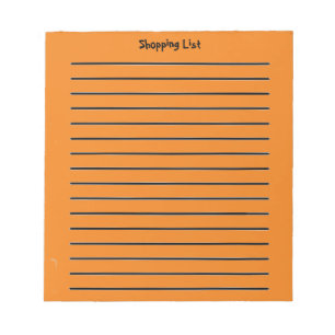 Bloc-notes orange Liste d'achats