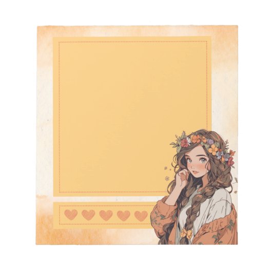 Bloc-notes Orange Simple Cute Anime Boho (Devant)