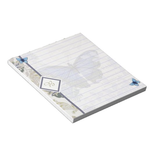 bloc-notes papillon bleu vintage (Incliné)