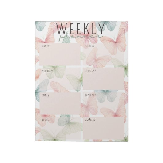 Bloc-notes Pastel Butterfly Weekly Planner (Tourné)