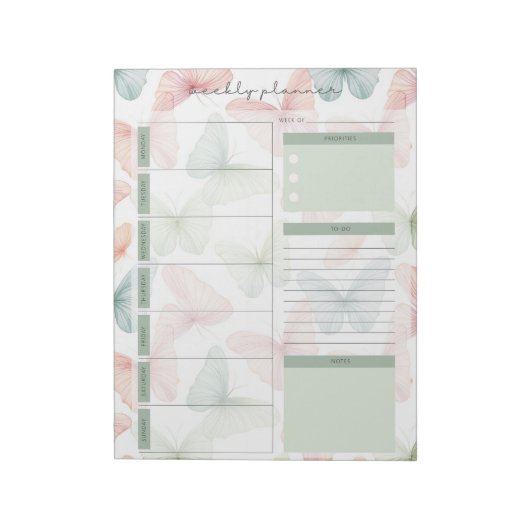 Bloc-notes Pastel Butterfly Weekly Planner (Tourné)
