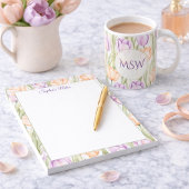 Bloc-notes Pastel Pêche Violet Floral Printemps No