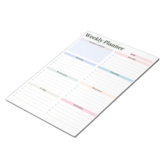 Bloc-notes Pastel Weekly Planner & To-Do List (Incliné)