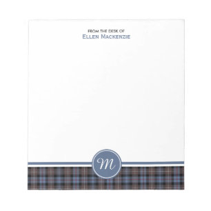 Bloc-notes patiné de monogramme de tartan de clan