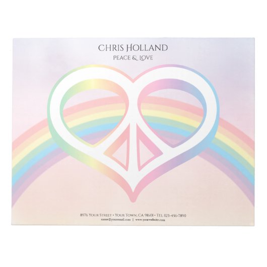 Bloc-notes Peace & Love Rainbow 11 pouces x 8,5 po (Devant)