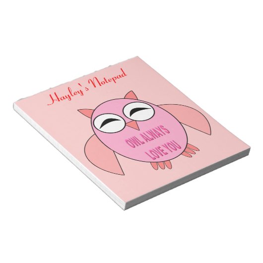 Bloc-notes personnalisable Chouette message d'amou (Incliné)