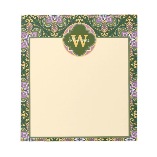 Bloc-notes Personnalisable en olive et lavande Azu (Devant)