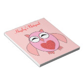 Bloc-notes personnalisable Pink Love Heart Owl (Incliné)