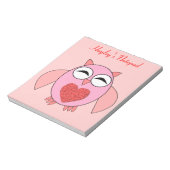 Bloc-notes personnalisable Pink Love Heart Owl (Tourné)