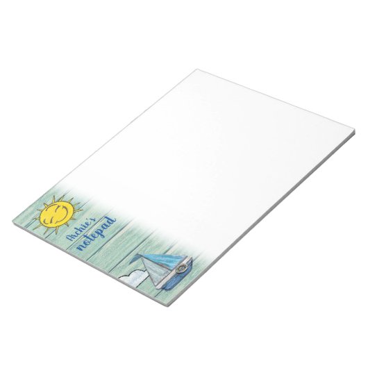 Bloc-notes personnalisé 3 Design de Plage en bois  (Incliné)