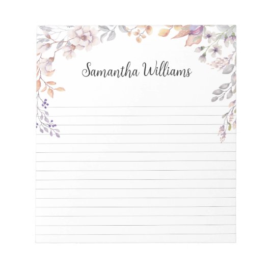 Bloc-notes personnalisé à cadre fleuri (Devant)