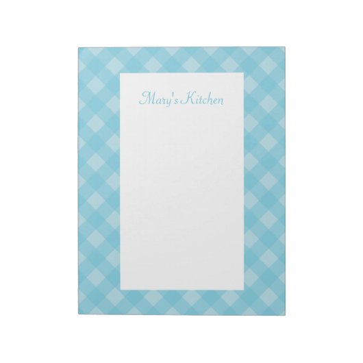 Bloc-notes personnalisé à carreaux bleu clair (Tourné)