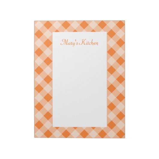 Bloc-notes personnalisé à carreaux orange (Tourné)