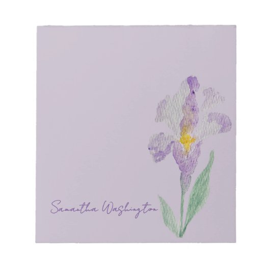 Bloc-notes personnalisé à l'aquarelle Iris Violet (Devant)