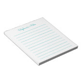 Bloc-notes personnalisé à ligne Turquoise simple (Incliné)