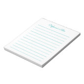 Bloc-notes personnalisé à ligne Turquoise simple (Tourné)