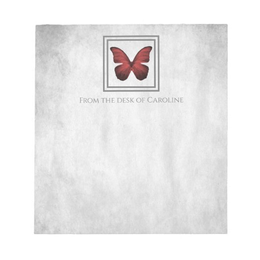 Bloc-notes personnalisé à papillon rouge (Devant)