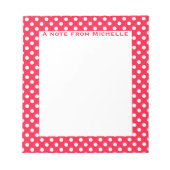 Bloc-notes personnalisé à points polka rouges et b (Devant)