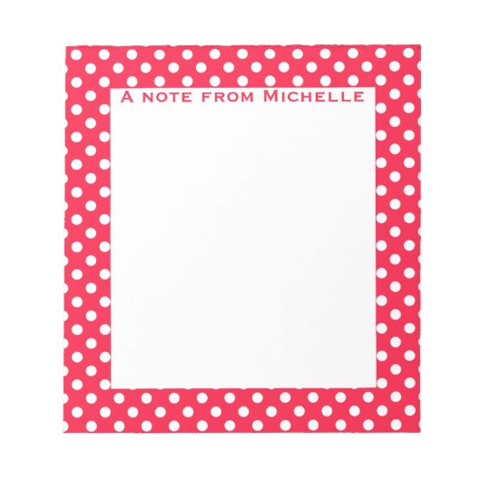Bloc-notes personnalisé à points polka rouges et b (Devant)